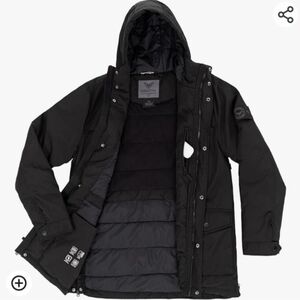 Industry Men's Down Hooded Winter Parka Black Insulated Jacket XL